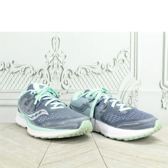 Saucony Guide ISO 2 Gray Aqua Nylon Lace Up Sneaker Running Shoes Size 8 - Picture 3 of 9